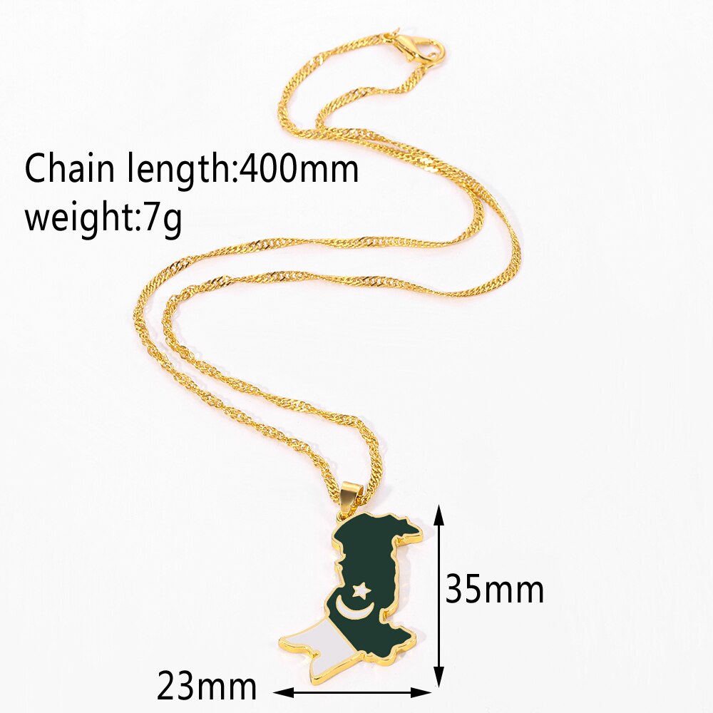 Pakistan Map flag Necklaces Gold Silver Color for Women men with long lasting quality .