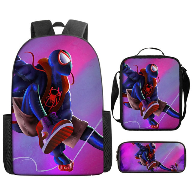 3pcs/set Disney Spider Man Students Backpack Pencil Case Lunch Bag Kids Wear-resistant Air Cushion Harness Waterproof Schoolbag