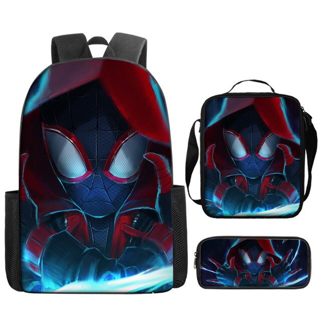 3pcs/set Disney Spider Man Students Backpack Pencil Case Lunch Bag Kids Wear-resistant Air Cushion Harness Waterproof Schoolbag