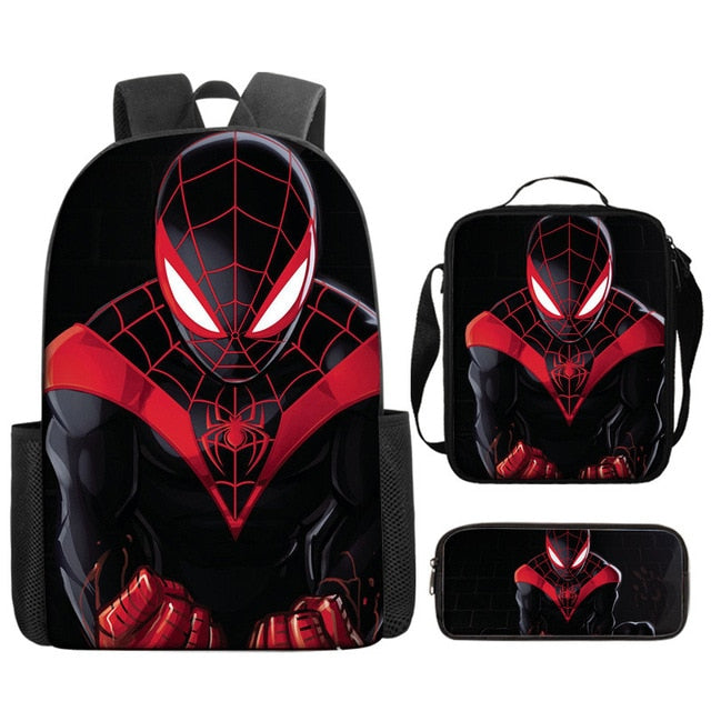 3pcs/set Disney Spider Man Students Backpack Pencil Case Lunch Bag Kids Wear-resistant Air Cushion Harness Waterproof Schoolbag