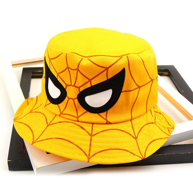 Disney Cartoon Spiderman Bucket Hat For Boy Girl Autumn Baby Fisherman Hat Red Blue Kids Panama Children Cotton Sun Cap 3-8Y