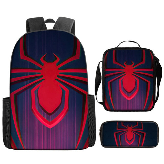 3pcs/set Disney Spider Man Students Backpack Pencil Case Lunch Bag Kids Wear-resistant Air Cushion Harness Waterproof Schoolbag