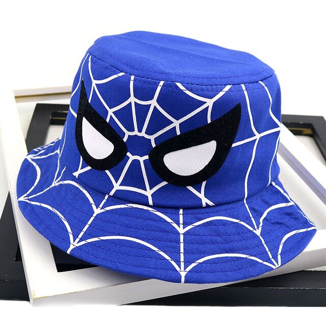 Disney Cartoon Spiderman Bucket Hat For Boy Girl Autumn Baby Fisherman Hat Red Blue Kids Panama Children Cotton Sun Cap 3-8Y