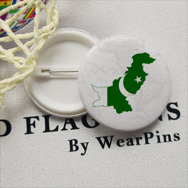 Pakistan Flag Tin Button Pins Pakistan Map and Pakistan Flag pins