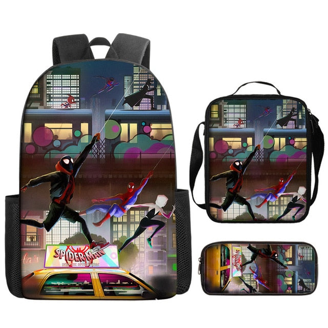 3pcs/set Disney Spider Man Students Backpack Pencil Case Lunch Bag Kids Wear-resistant Air Cushion Harness Waterproof Schoolbag