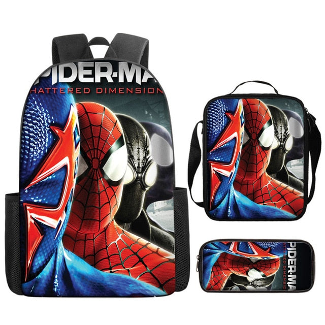 3pcs/set Disney Spider Man Students Backpack Pencil Case Lunch Bag Kids Wear-resistant Air Cushion Harness Waterproof Schoolbag