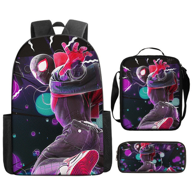 3pcs/set Disney Spider Man Students Backpack Pencil Case Lunch Bag Kids Wear-resistant Air Cushion Harness Waterproof Schoolbag