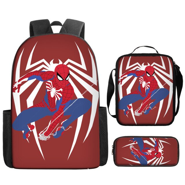 3pcs/set Disney Spider Man Students Backpack Pencil Case Lunch Bag Kids Wear-resistant Air Cushion Harness Waterproof Schoolbag