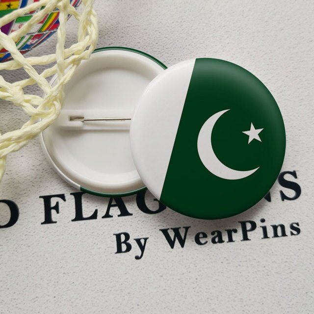 Pakistan Flag Tin Button Pins Pakistan Map and Pakistan Flag pins