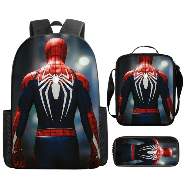 3pcs/set Disney Spider Man Students Backpack Pencil Case Lunch Bag Kids Wear-resistant Air Cushion Harness Waterproof Schoolbag