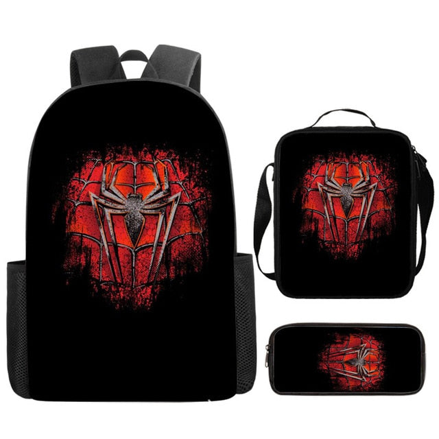 3pcs/set Disney Spider Man Students Backpack Pencil Case Lunch Bag Kids Wear-resistant Air Cushion Harness Waterproof Schoolbag