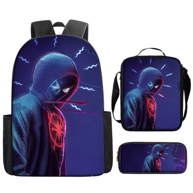 3pcs/set Disney Spider Man Students Backpack Pencil Case Lunch Bag Kids Wear-resistant Air Cushion Harness Waterproof Schoolbag