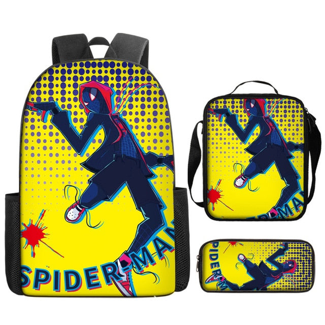 3pcs/set Disney Spider Man Students Backpack Pencil Case Lunch Bag Kids Wear-resistant Air Cushion Harness Waterproof Schoolbag