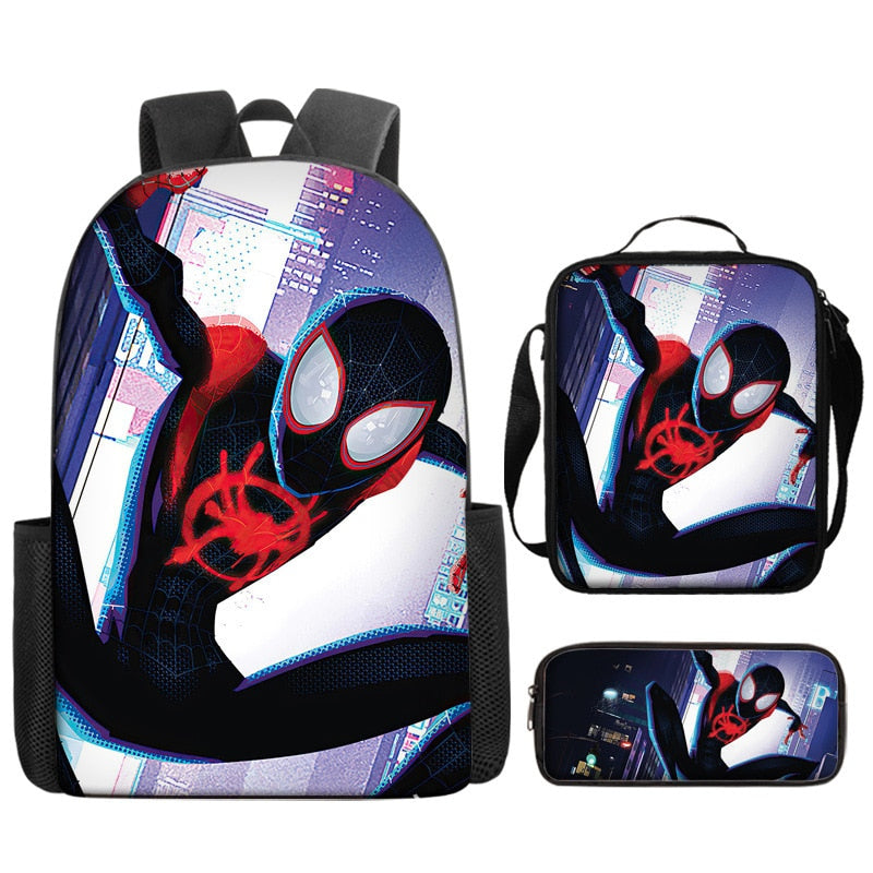 3pcs/set Disney Spider Man Students Backpack Pencil Case Lunch Bag Kids Wear-resistant Air Cushion Harness Waterproof Schoolbag