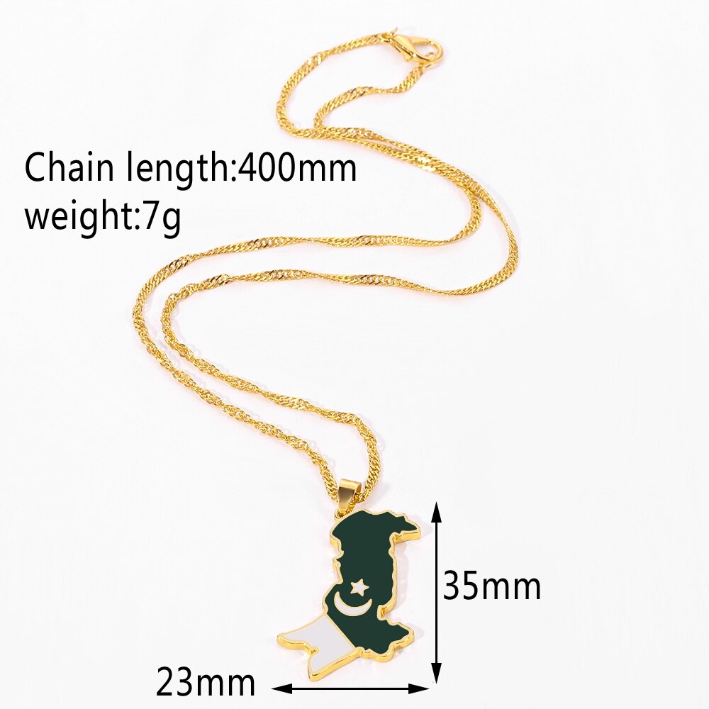 Pakistan Map flag Necklaces Gold Silver Color for Women men with long lasting quality .