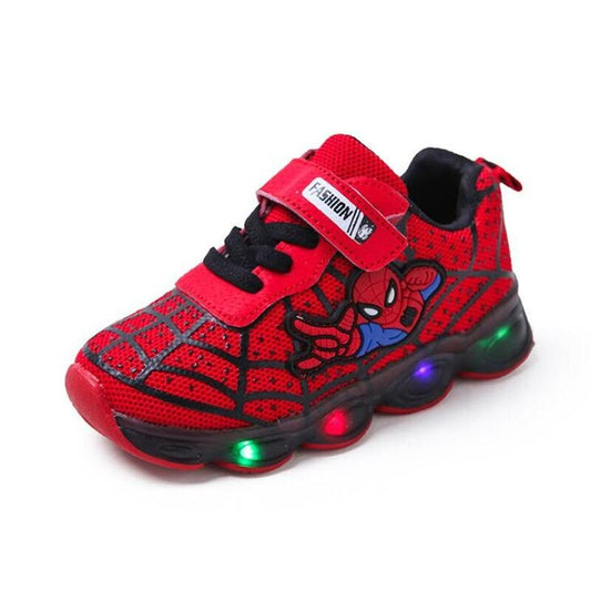 Disney Glowing Sneakers Spiderman for Boys Girls 2022Anime Fashion Kids Shoes Led Light Up Breathable Sports Running Shoes