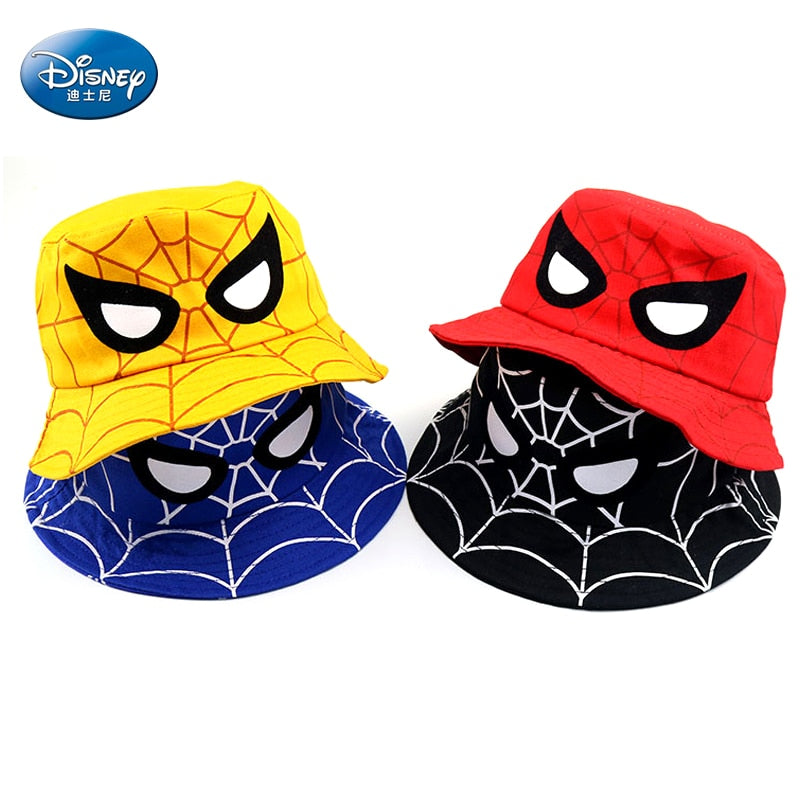 Disney Cartoon Spiderman Bucket Hat For Boy Girl Autumn Baby Fisherman Hat Red Blue Kids Panama Children Cotton Sun Cap 3-8Y